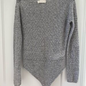 Abercrombie & Fitch Gray Textured Bodysuit